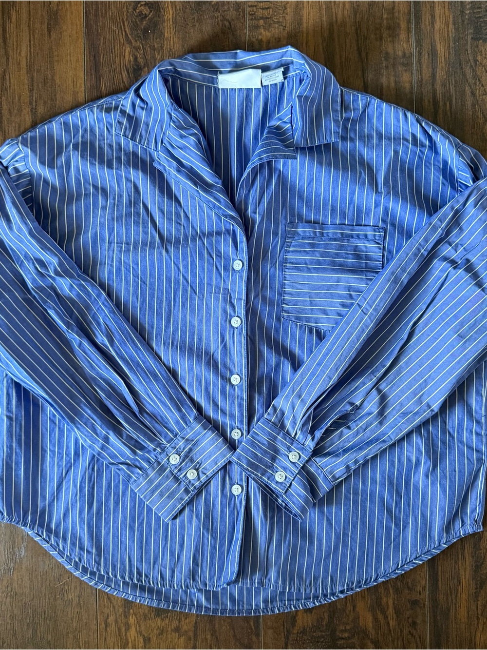 Caroline Constas Blue and White Striped Button-Down Shirt